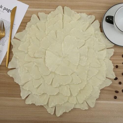 Dining Table Placemat Ginkgo Biloba Flower Petals Shape Table Mat Coaster Cup Mat for Wedding Party Kitchen Decoration Ins Style