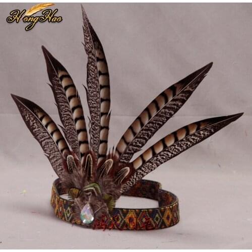 Gypsy Fashion Beautiful Boho Style Feather Headband Headdress Tribal Hair Feather Rope Headpieces Hippie Party Indian Jewelry
