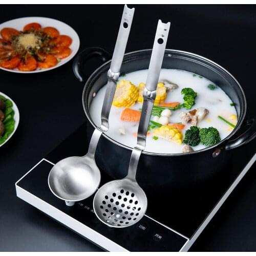 Oil soup separating spoon long handle colander filter oil spoon for French fries noodle spoon strainer colander kitchen tool