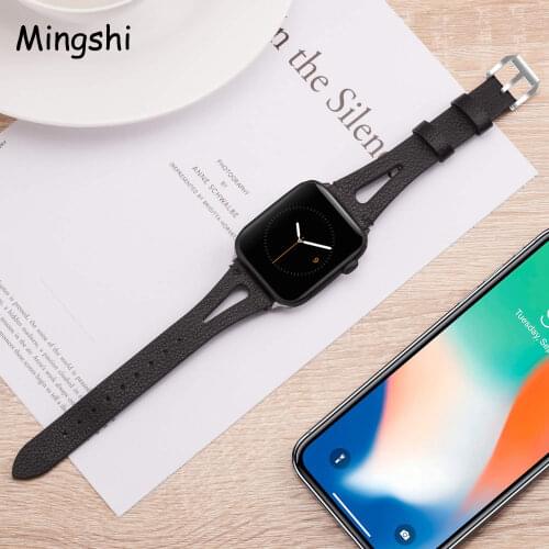 Women Leather Strap For Apple Watch band 44mm 40mm 38mm 42mm Slim Bracelet iWatch Apple Watch Series 6 SE 5 4 3