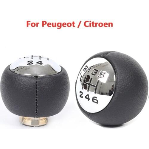 6 Speed PU Leather Gear Shift Knob Head Handball for Peugeot 307 308 3008 407 5008 807 / Citroen C3 C4 C4 Picasso C8