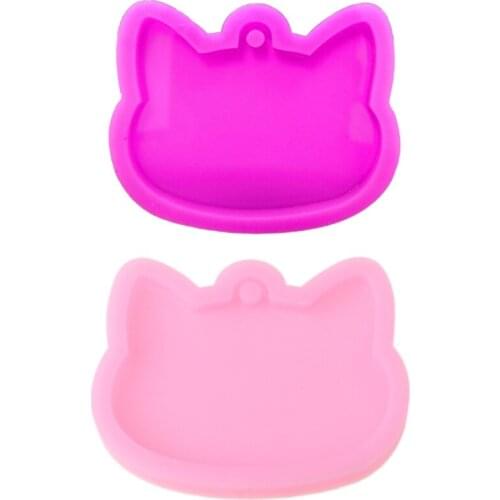 Crystal Epoxy Resin Mold Cat Head Heychain Casting Silicone Mould DIY Craft Tool