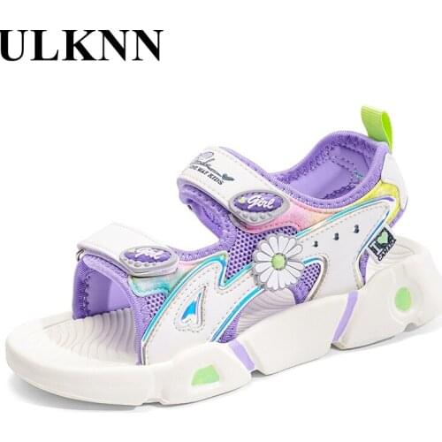ULKNN Sandals For Girls Summer Purple Beach Sandals Kids Breathable Footwears Sandals Rubber Sole Shoes Kids Sandal Students