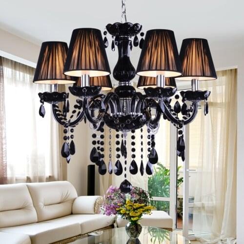 Modern led Chandelier Lustre K9 Crystal Chandeliers 6/8 Arms Optional Lustres De Cristal Chandelier E14 LED LIGHT With Lampshade