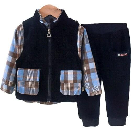 New Spring Autumn Baby Clothes Suit Boys Casual Vest Shirt Pants 3Pcs/Set Toddler Sport Costume Children Clothing Kids Tracksuit
