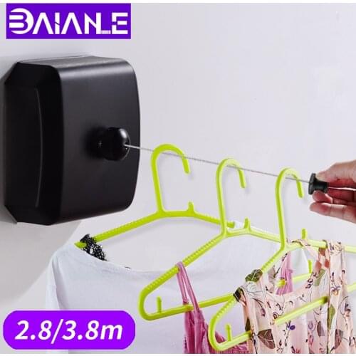 Retractable Clothesline Dryer Wall Mounted Clothesline Outdoor Indoor Laundry Hanger Clothes Drying Rack Rope Stainless Steel