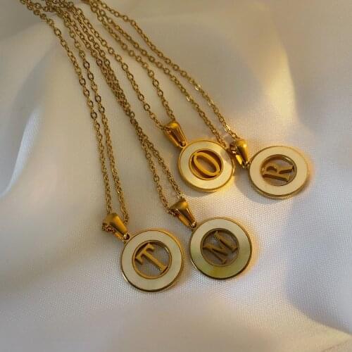 Youthway Fashion Brand A-Z Initial Necklace 18K Gold Hollow Stainless Steel Letter Necklace Chain Letter Jewelry For Gift