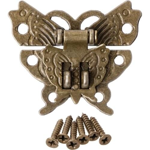 Butterfly Antique Bronze Hasp Latch Wooden Box Mini Cabinet Buckle Locks 45x37mm A2UD