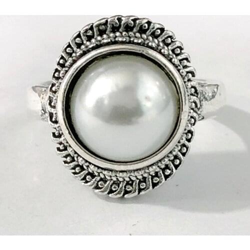 2020 New Arrival Vintage 10mm Round White Pearl Rings For Women Trend Personality Fashion Wedding Jewelry Gifts Dropshipping