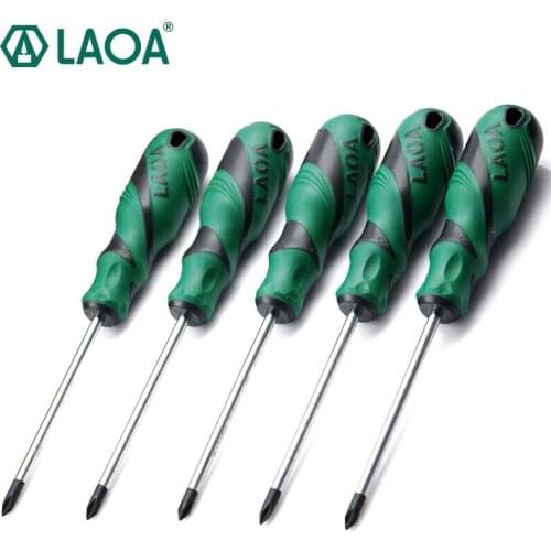 LAOA 1pcs S2 Material Phillips Screwdrivers Slotted Screwdriver Double Color handle Screw Driver With Magnetism