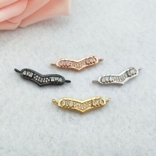 10 Pieces CZ zircon Micro Pave heart shape Connector Double Bails Beads Charm for DIY Bracelet necklace Jewelry Finding CT414