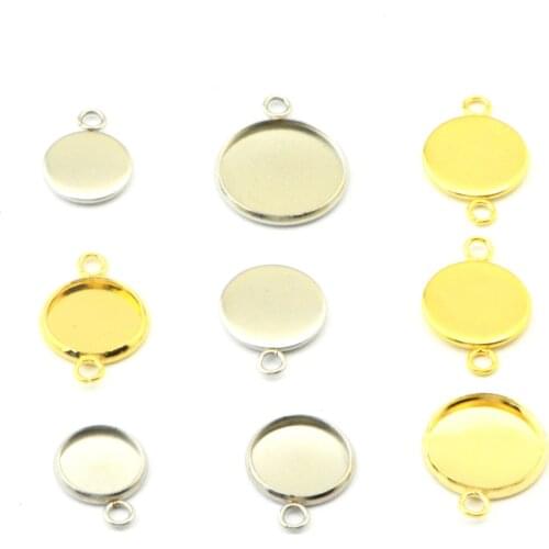 10PCS316 Stainless Steel Disc Jewel Holder Pendant Base, Flat-bottomed Round Holder Jewelry Plate Inner Diameter 6-30mm