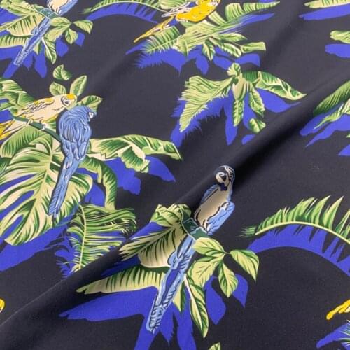 114CM Wide 19MM Print Silk Crepe de Chine Fabric for Summer Dress Shirt Cheongsam Suit Pants G066