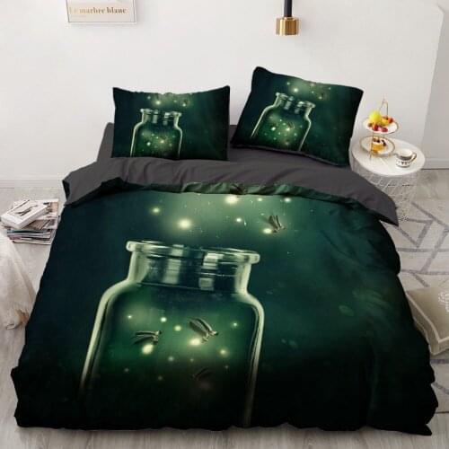 3D Bedding Sets Black Duvet Quilt Cover Set Comforter Bed Linen Pillowcase King Queen 200x200cm Green Forest Design Home Texitle