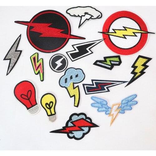 3D Lightning Patches for Stripes Clothing Stickers Iron on Appliques Embroidery Badges Patches