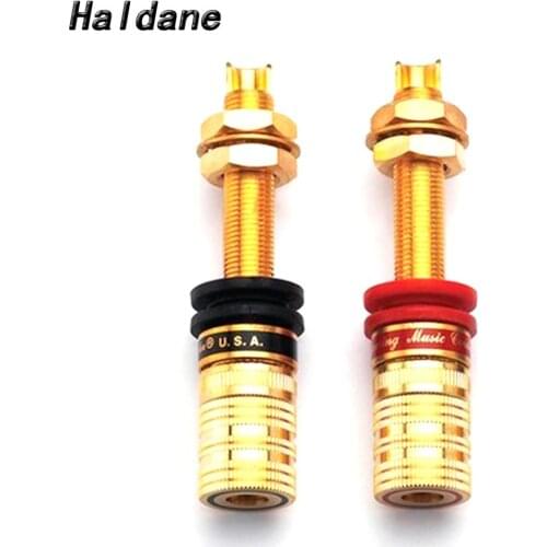 Haldane 4pcs HIFI Audio Gold Plated OFC CMC 838L-G Speaker Amplifier Binding Post Terminal Banana Plug Socket Output Connector