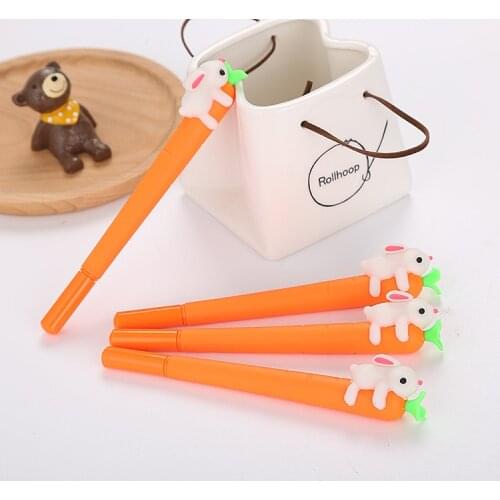 40 pcs Creative Cute Rabbit Carrot Neutral Pen Cartoon Learning Stationery Carrot Water Office Signature Pen Kawaii School