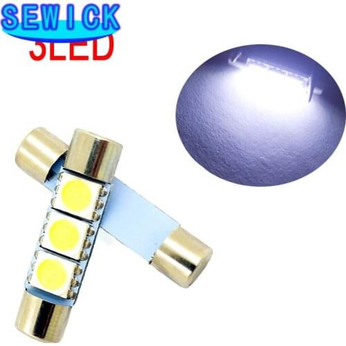 500pcs Festoon Dome T6.3 28mm 31mm 3 SMD 5050 LED 3smd Light Bulb Car Vanity Mirror Lights Sun Visor Fuse Light White 12V