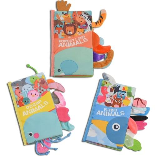 Babysylsrl Sound Paper Cloth Book Baby Enlightenment Early Teaching Anti-tear Paper Animal Cartoon Soft Book Baby Puzzle Learnin