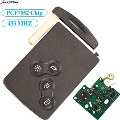 Jingyuqin Hands Free Smart Keyless Remote Card Key FSK PCF7952 433MHZ For Renault Megane III Fluence Laguna III Scenic 2009-2015