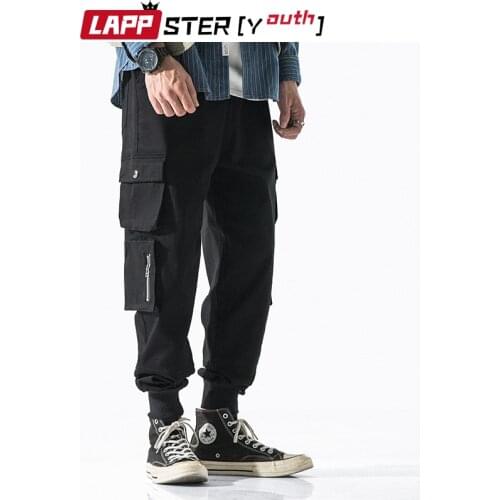 LAPPSTER-Youth Men Streetwear Hip Hop Joggers Pants 2020 Mens Harajuku Black Cargo Pants Male Fashions Black Pockets Track Pants