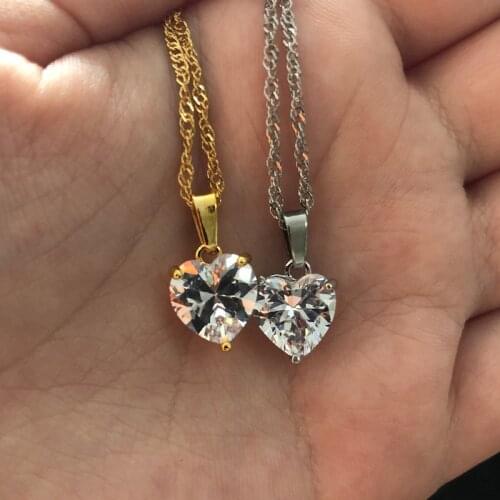 Goth Heart Necklace For Women Lovers Gold Stainless Steel Chain Chocker Female Pendant Necklace Cute Zircon Heart Jewlery 2021