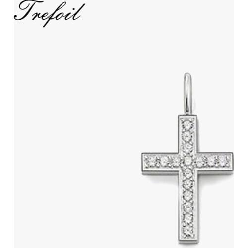 Pendant Cross White Zircon Stones 925 Sterling Silver Fit Necklace Brand New Fine Jewelry Accessories Bijoux Gift For Women Men