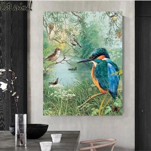 DIY 5D diamond Painting rhinestone mosaic Resin Full Drill square kingfisher Cross Stitch Decoration Diamonds Embroidery bird