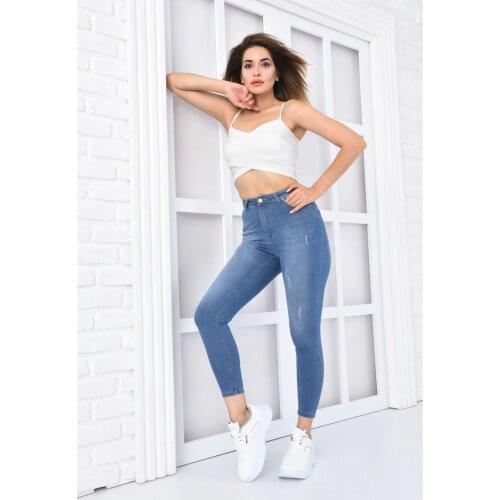 Diaves Summer Fashion Young Women Light Tumbled High Waist Skinny Jean