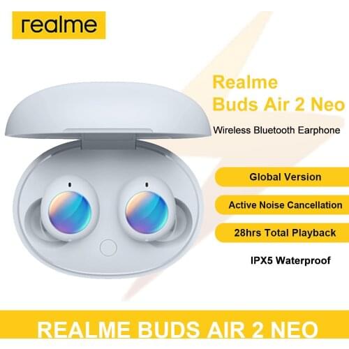 Global Version Realme Buds Air 2 Neo Wireless Bluetooth 5.2 Earphones Active Noise Cancellation 88ms Super Low Latency Earbuds