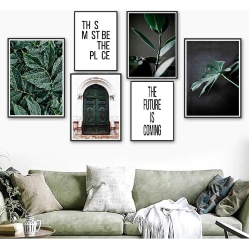 Wisteria Monstera Banyan Leaf Door Quote Wall Art Canvas Painting Nordic Posters And Prints Wall Pictures For Living Room Decor