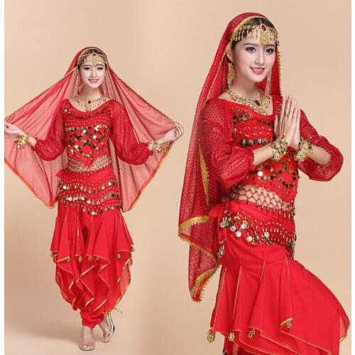Belly Dance Suit Female Adult Indian Dancing Costumes Company Annual Meeting New Performing Apparel Long Sleeve Clothes H4529