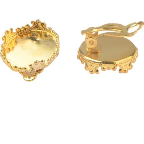 LFPU 12 14 15 18MM Cabochon Cameo Earring Base Settings Clip On Earring Findings Jewelry Accessories