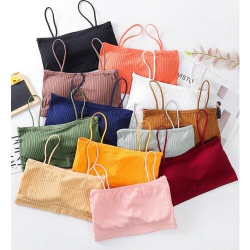 Richkeda Store New 2021 Womens Tube Top Womens Underwear Bra Wrap Chest Sexy Simple Solid Color Strapless Tube Top Tank Top