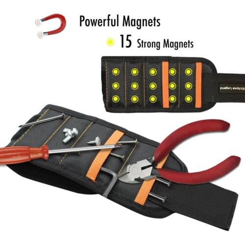 Magnetic Wristband With 10/15pcs Strong Magnets Screw Drill Bits Holder Electrician Tool Belt CLH@8