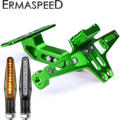 Motorcycle License Plate Frames Holder and Motorcycle LED Turn Signal Light For Kawasaki Ninja Z650 Z750 Z800 Z900 Z1000