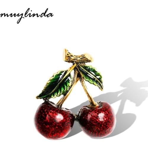 Muylinda Cherry Fruit Enamel Pin Brooch Fashion Gift For Women Pins Insect Brooches Jewelry Scarf Clip