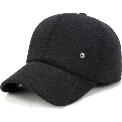 Fibonacci Mens Winter Warm Nylon Baseball Cap Hat Solid Color With Earmuffs Warmer Cap for Men Dad Hat