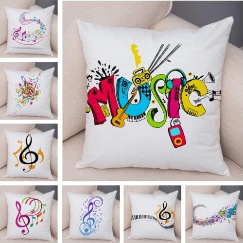 Nordic Style Musical Note Cushion Cover Decor Cartoon Geometric Sheet Music Pillow Case for Sofa Car Home Soft Plush Pillowcase
