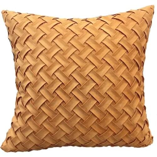 Suede Fabric hand woven orange and yellow pillowcase Simple Modern 45x45cm Geometric Decorative Throw Pillow Covers For Sofa