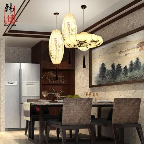 New Chinese style fabric pendant Pendant Lights restaurant antique lamps originality classical art hand paintinglamp LU621 ZL495