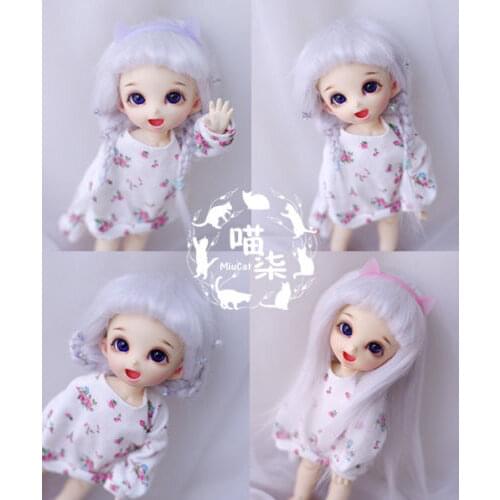 New 1/12 3-4 inch 9-10cm 1/8 4-5 inch 12cm 14cm BJD Plush fabric wig Light grey For AE PukiFee lati Doll Antiskid BJD Doll Wig
