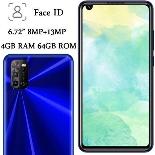 Face ID Y9 4G RAM+64G ROM 8MP+13MP Global Smartphones Front/Back Camera Quad Core 6.72" Android Mobile Phones Celuares Unlocked