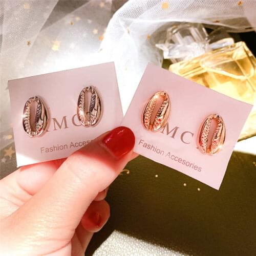 Gold Silver Color Shell Earrings For Women Girls Stud Earrings Handmade Bohemian Earing Statement Fashion Daliy Jewelry