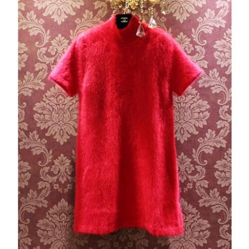 Free shipping real mink cashmere sweater women long mink fur cashmere Pullovers pure cashmere dress customized size S40