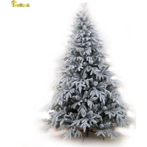 Teellook 1.5m/1.8m/2.1m/2.4m/3.0m/PE+PVC Cedar Trees Snow Flock Christmas Tree Christmas Family Hotel Shopping Mall Decoration