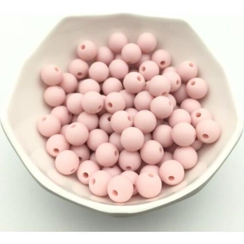 Teeny Teeth 50 PCS Pastel Pink Dia 9 mm Round Beads,Candy Color Silicone Chewing Beads,DIY Jewelry Silicone Beads For Necklace