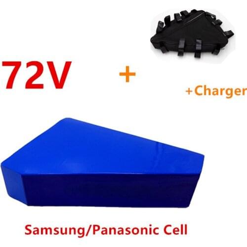 72V 2000W Triangle battery 72V 20AH 15AH lithium battery pack electric bike battery with 50A BMS with 84V charger bag