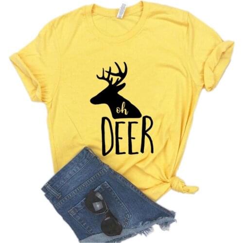 Vintage Slogan Tops Shirts Oh Deer Graphic T-shirt Funny Hipster Casual Merry Christmas Gift Tee Stylish Deer Christmas