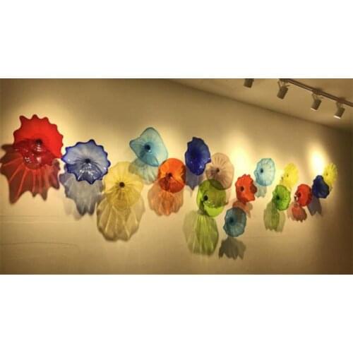 High Quality Style Blue Stained Glass Wall Lighting Hotel Gallery Murano Glass Plates